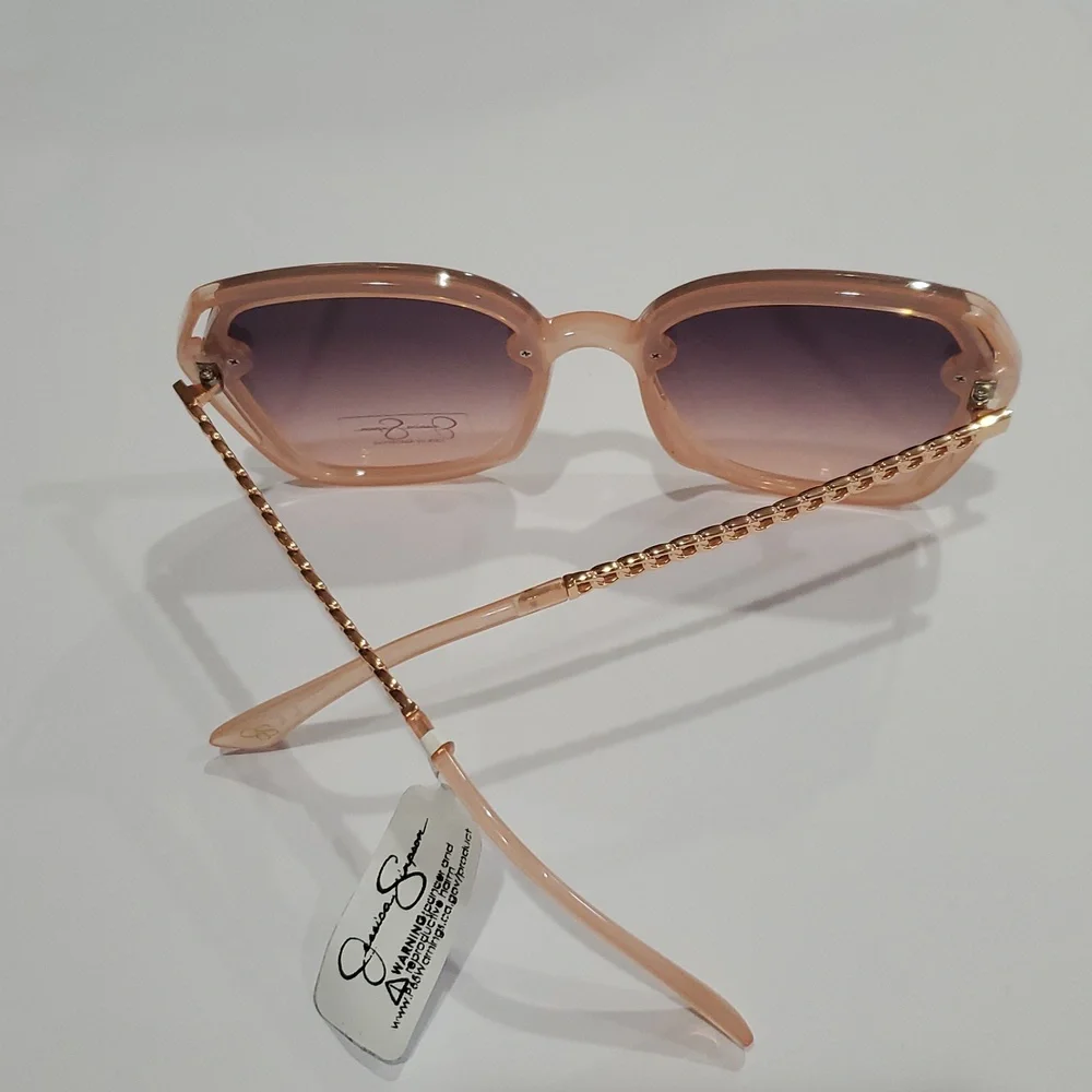 Jessica Simpson J6199 pink gold‎ chainlink style metal arms oval sunglasses new